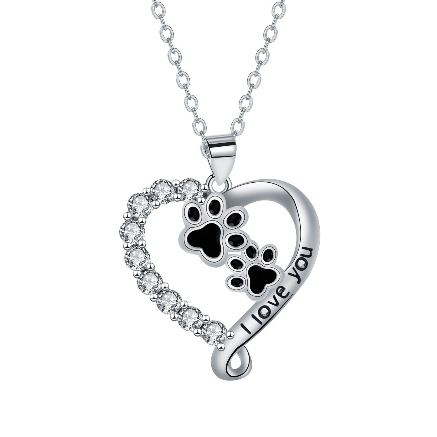 Hart Vriend Paw Print Necklace in Silver-Black