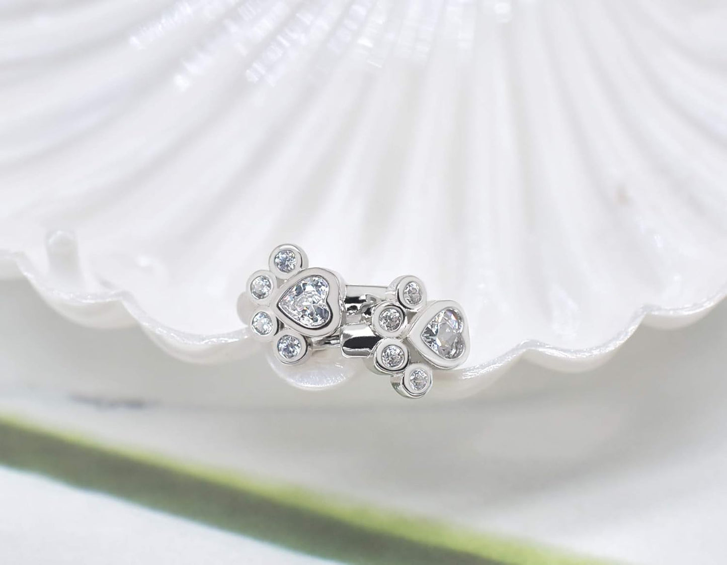 Small Hoop Earrings with Paw Print Design – Animal Huggie Earrings for Women