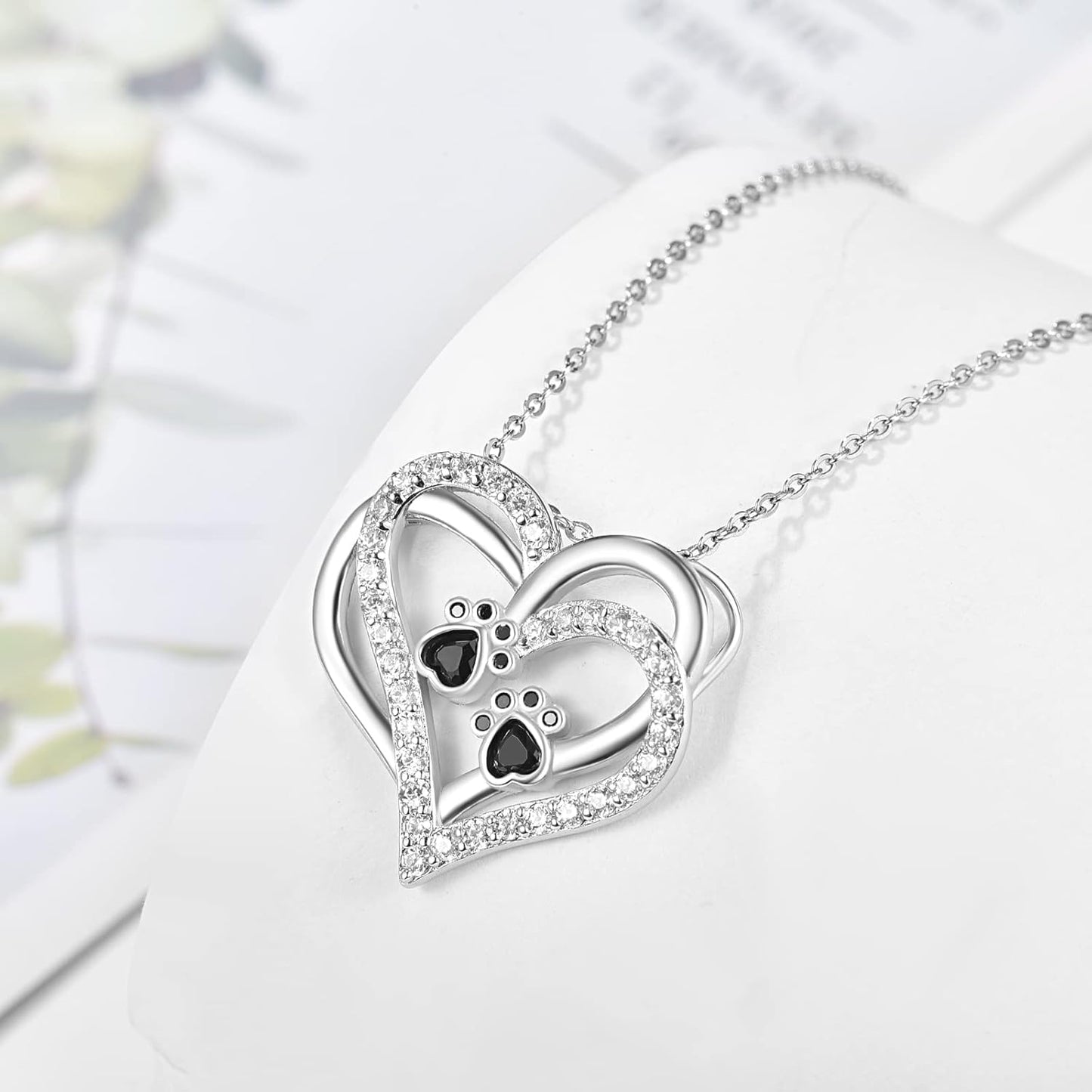 Heart Necklace with Dog Paw