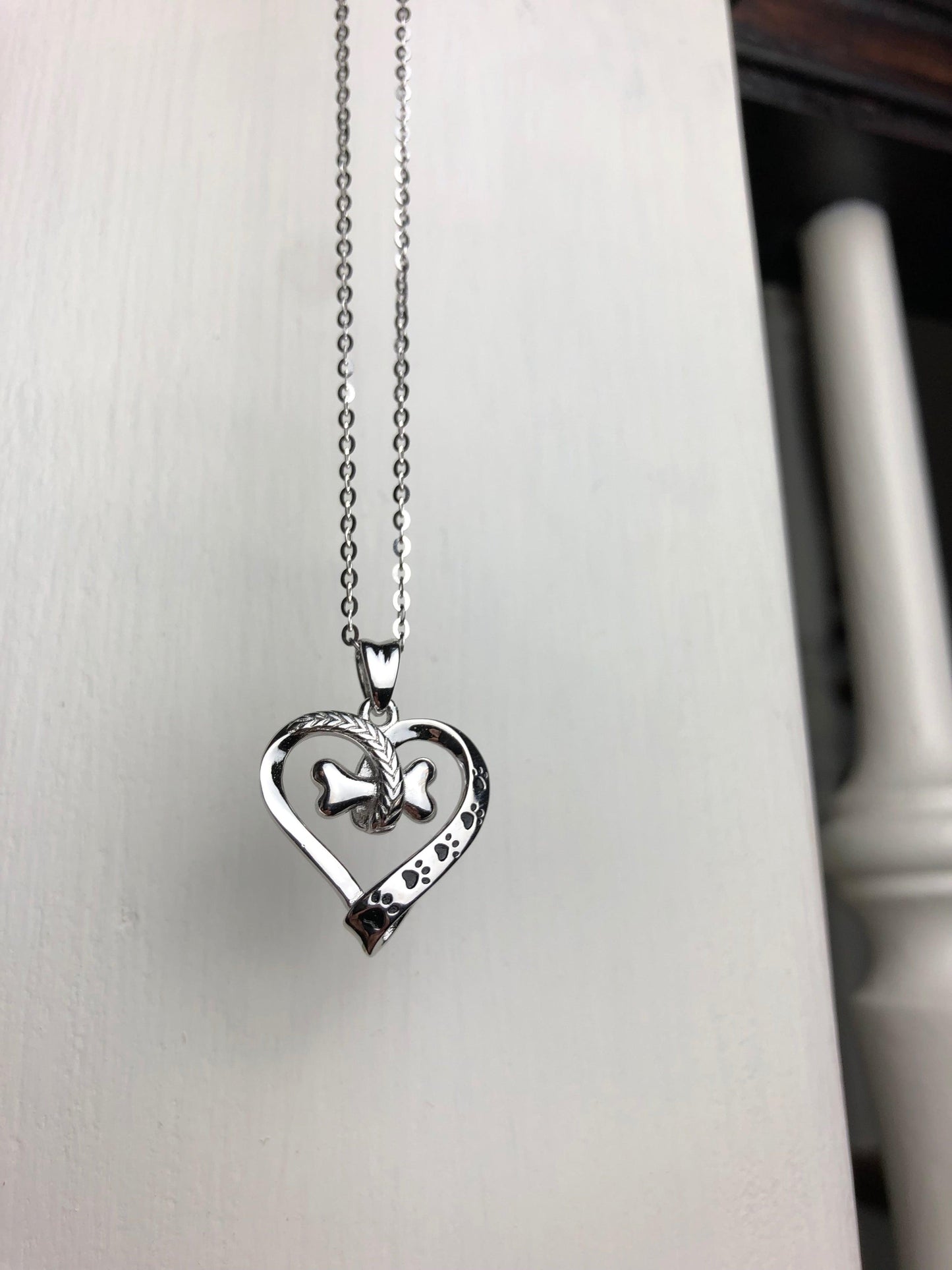 RVS Dog Paw Heart Necklace