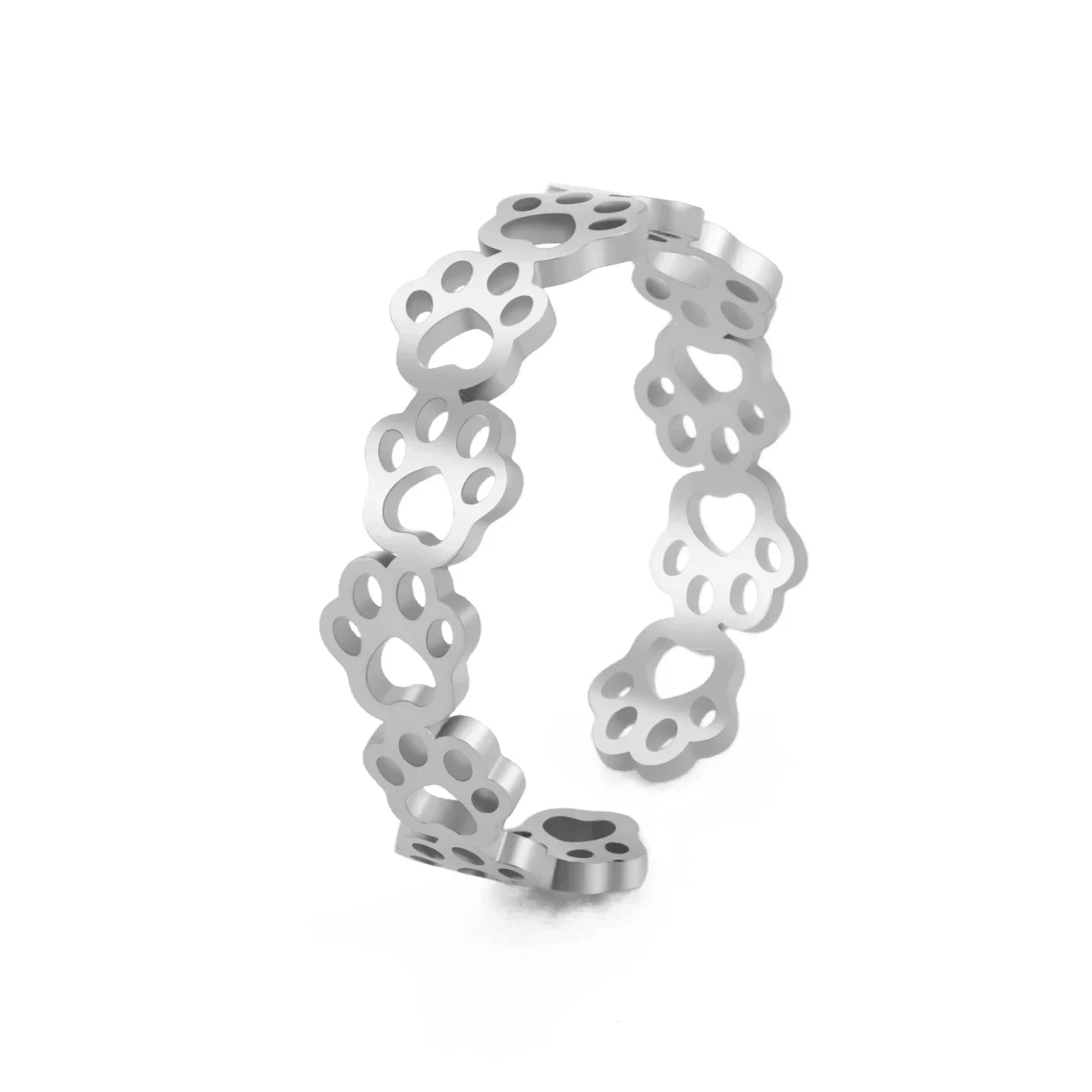 Paw Ring Made of Stainless Steel β Adjustable Finger Ring with Animal Motif for Women