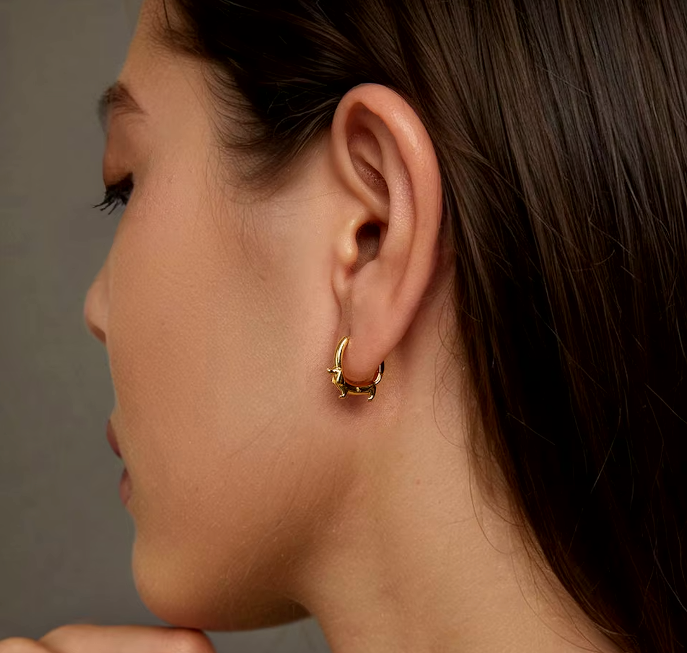 Silver Dachshund Hoop Earrings