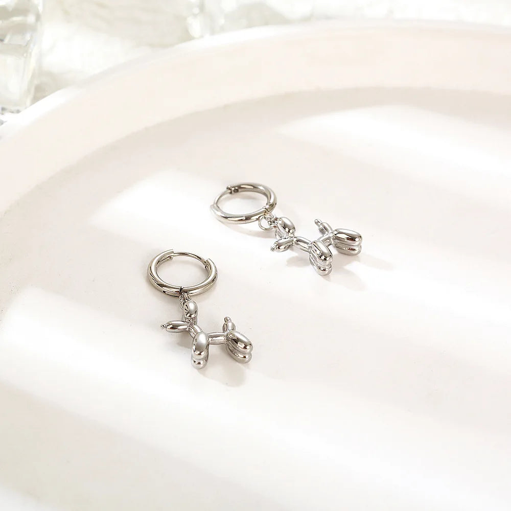 Mini Balloon Dog Earrings β Gold Hoops with Playful Dog Closure