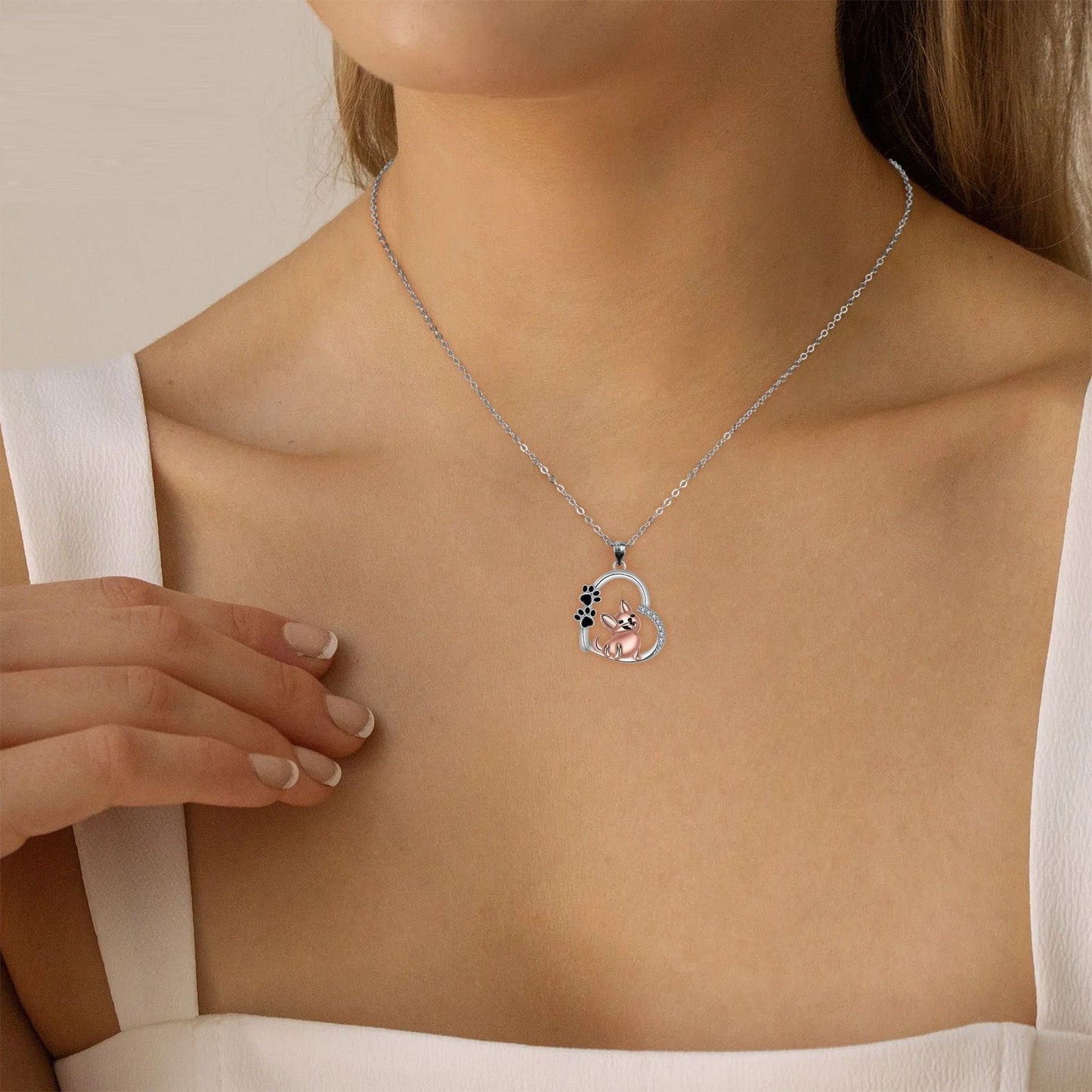 Heartfelt Friend Dog Pendant in Rose Gold