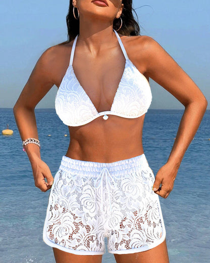 Aroha® | Elegant Plain Lace Bikini Set