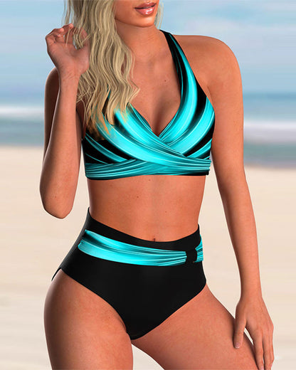 Aroha - Bikini Set with Cross Neckline and Print