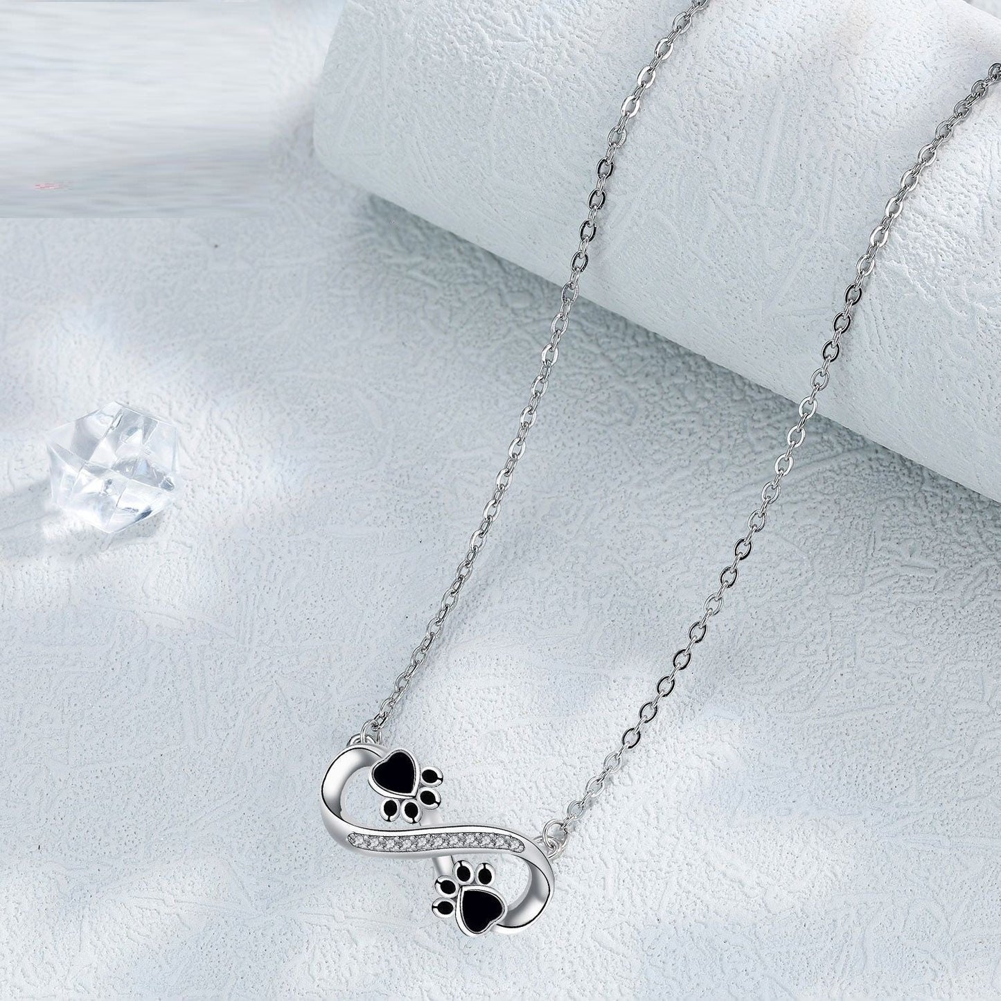 Infinite Love Paw Necklace with Zirconia