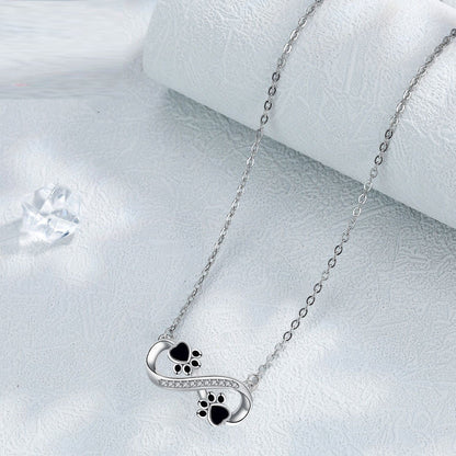 Infinite Love Paw Necklace with Zirconia