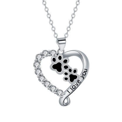 Hart Vriend Paw Print Necklace in Silver-Black