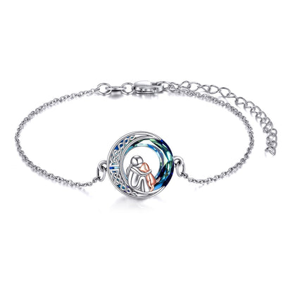 Adjustable Sterling Silver Dog-Themed Lucky Charm Bracelet