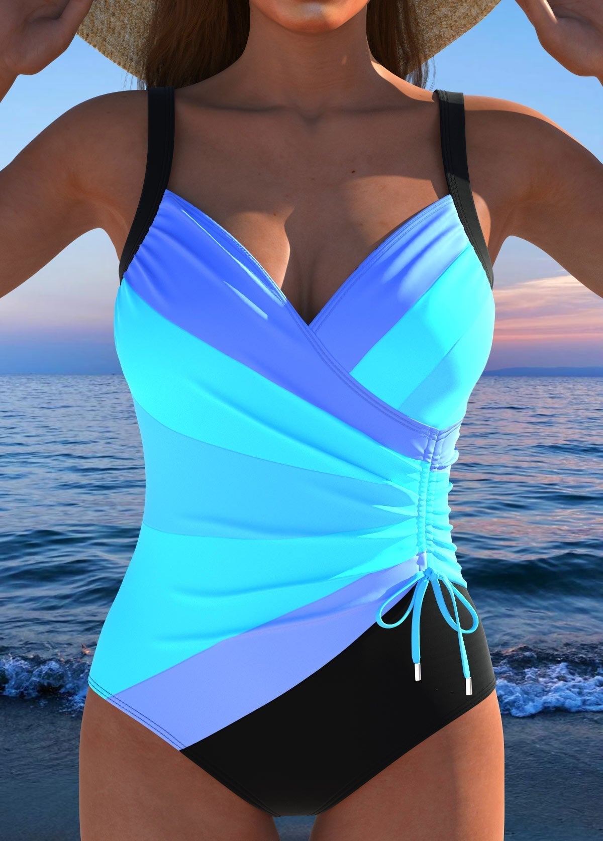 Luxury Surplice Swimsuit with Colourful Print