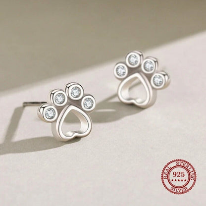 Paw Earrings in Silver with Zirconia
