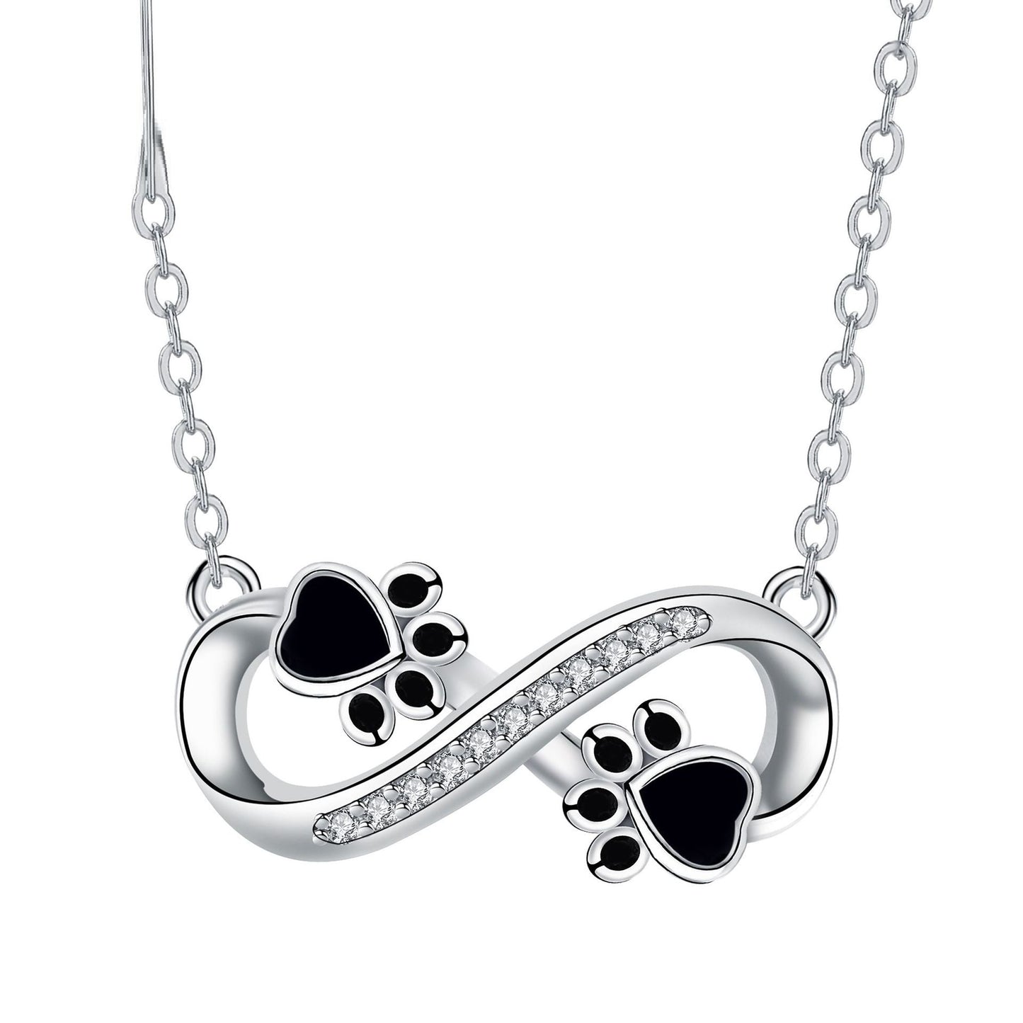 Infinite Love Paw Necklace with Zirconia