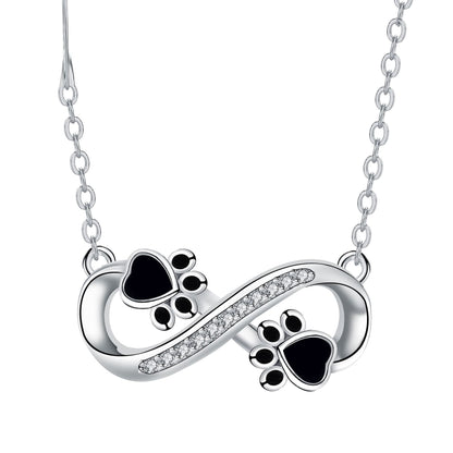 Infinite Love Paw Necklace with Zirconia