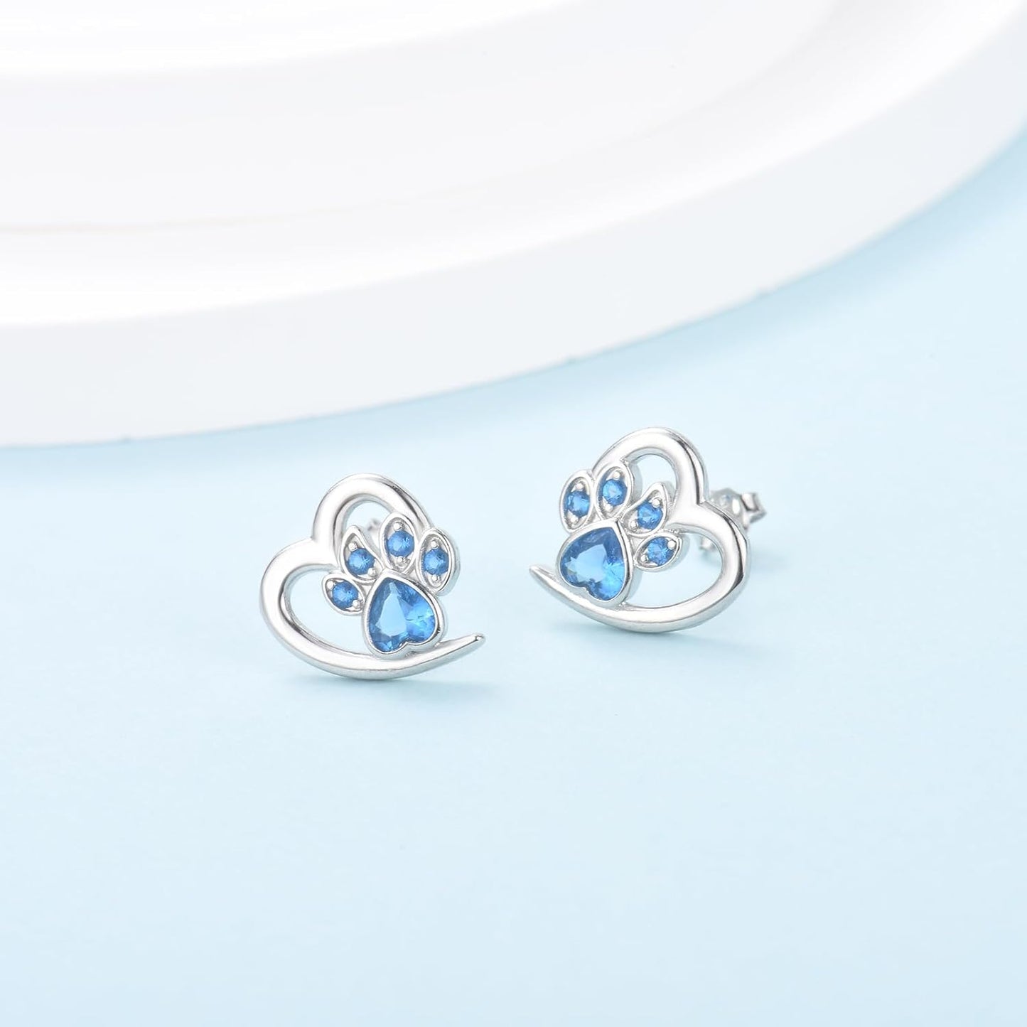 Earrings with Paw Prints and Heart – Dog and Cat Love Jewellery