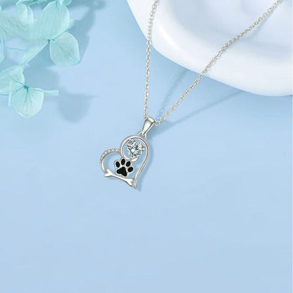 Heartwarming Paw Pendant with Zirconia - For Dog Lovers