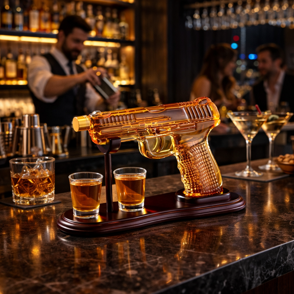 Whiskey Bottle – Gun Set Edition with Glasses
