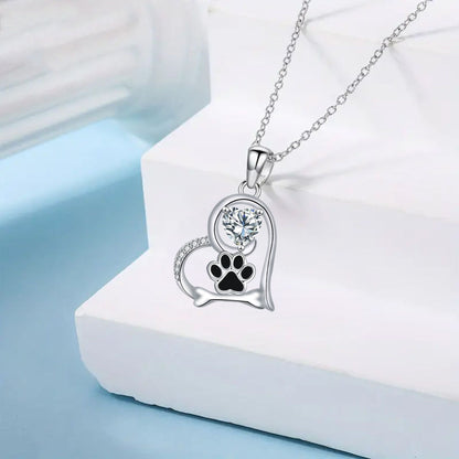 Heartwarming Paw Pendant with Zirconia - For Dog Lovers