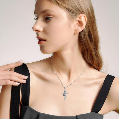 Sterling Silver Necklace – Paw Print / Cross Pendant