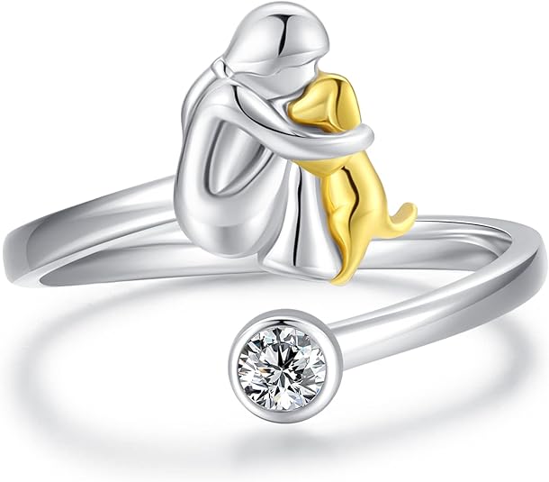 Adjustable Dog Ring in Silver – Handmade Ring for Women
