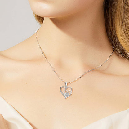 Pet Necklace for Women – Sterling Silver Heart Pendant with Paw Print and Zirconia