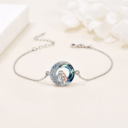 Adjustable Sterling Silver Dog-Themed Lucky Charm Bracelet