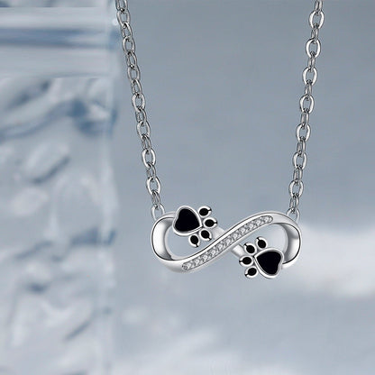 Infinite Love Paw Necklace with Zirconia