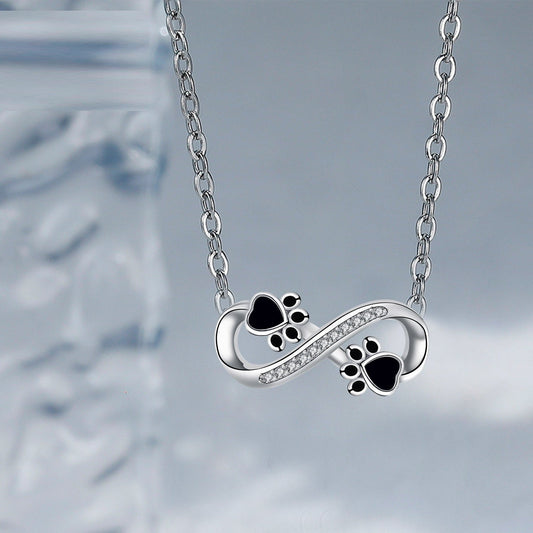 Infinite Love Paw Necklace with Zirconia