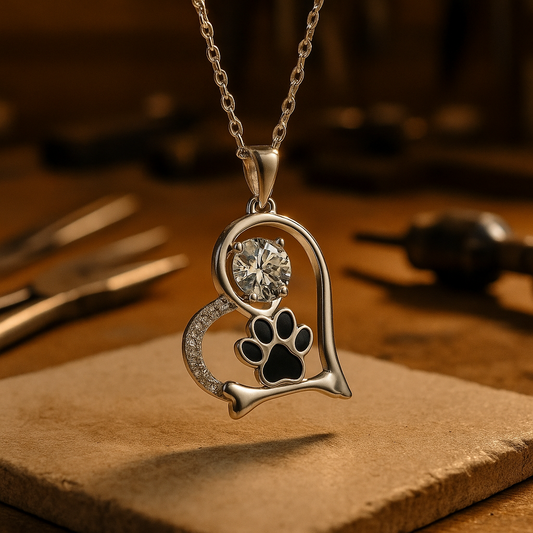 Heartwarming Paw Pendant with Zirconia - For Dog Lovers