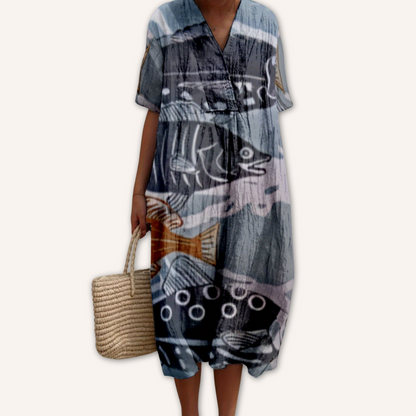 Gabriela｜Dress with Marine Print