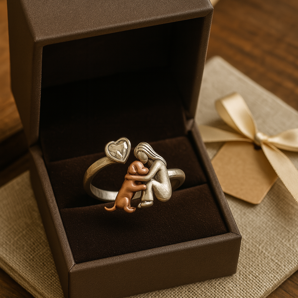 Handmade lucky keyring in silver and white zirconia – adjustable ring