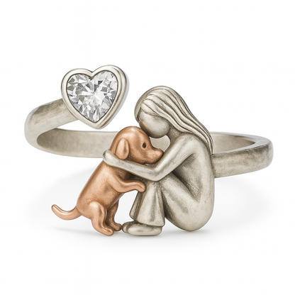 Handmade lucky keyring in silver and white zirconia – adjustable ring