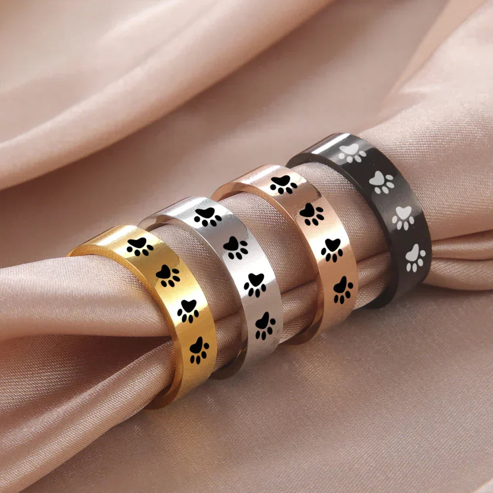 Paw Print Ring in Stainless Steel – Symbolic Jewellery for Animal Lovers