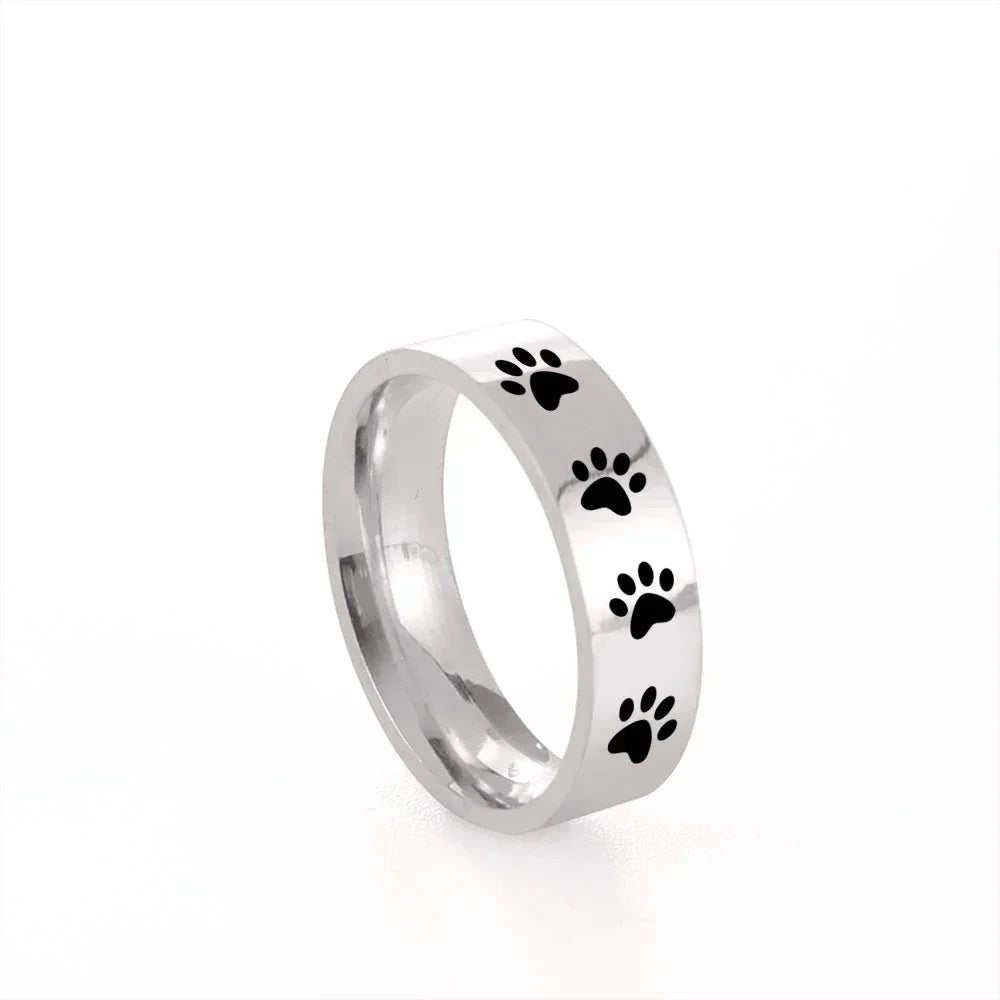 Paw Print Ring in Stainless Steel – Symbolic Jewellery for Animal Lovers