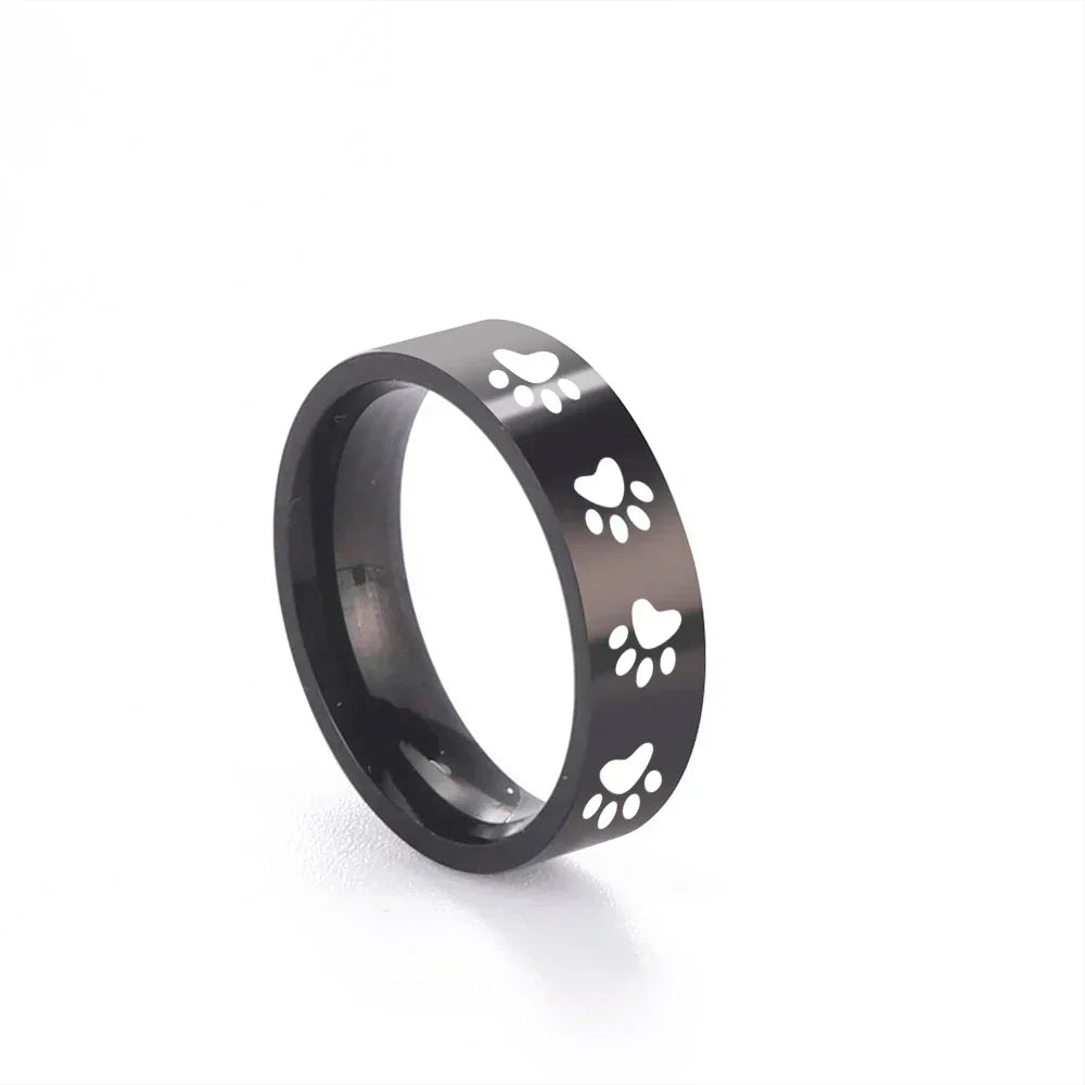 Paw Print Ring in Stainless Steel – Symbolic Jewellery for Animal Lovers