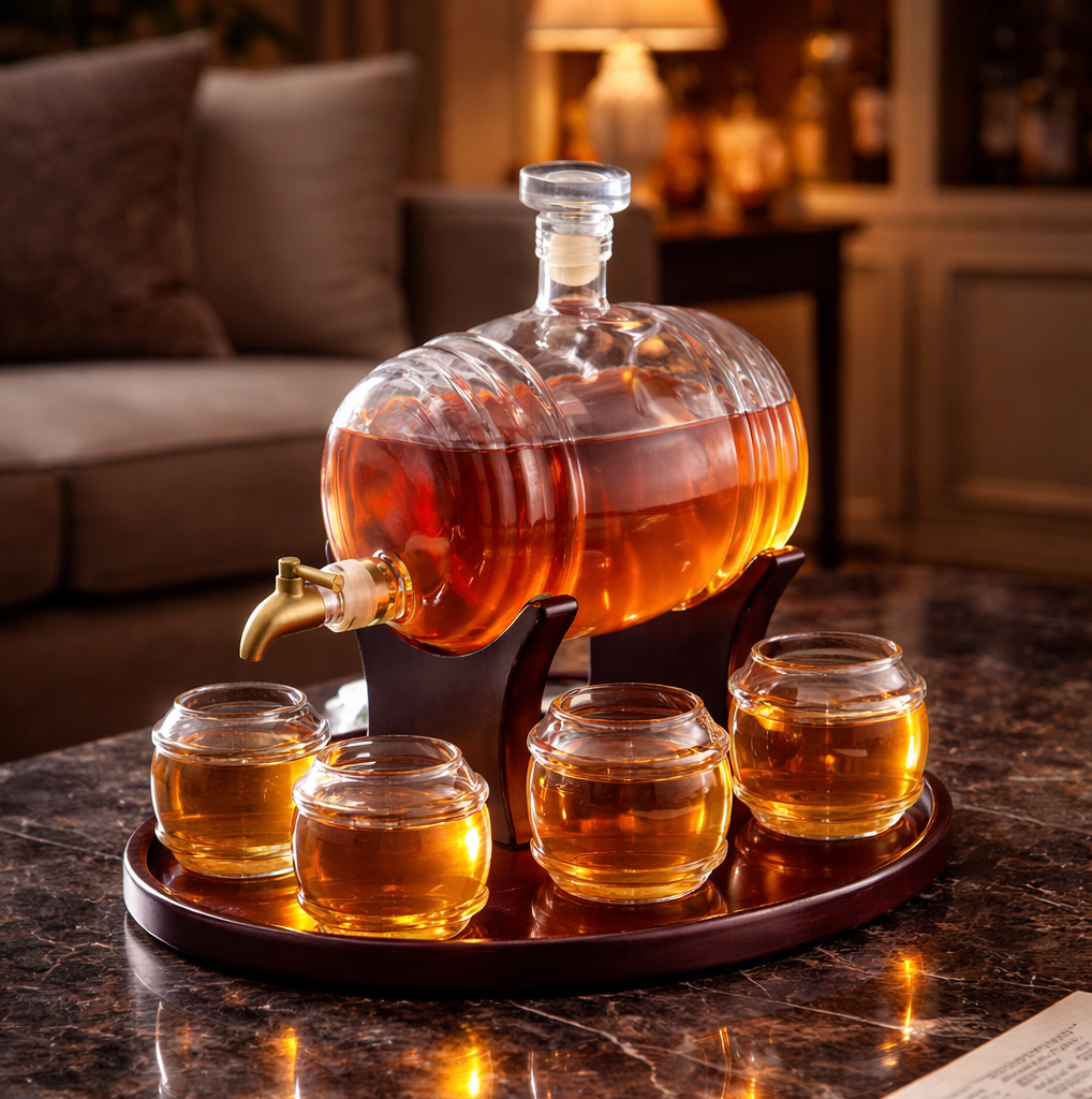 Whiskey Bottle - Barrel Set Edition with Glasses