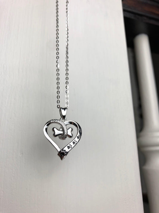 RVS Dog Paw Heart Necklace