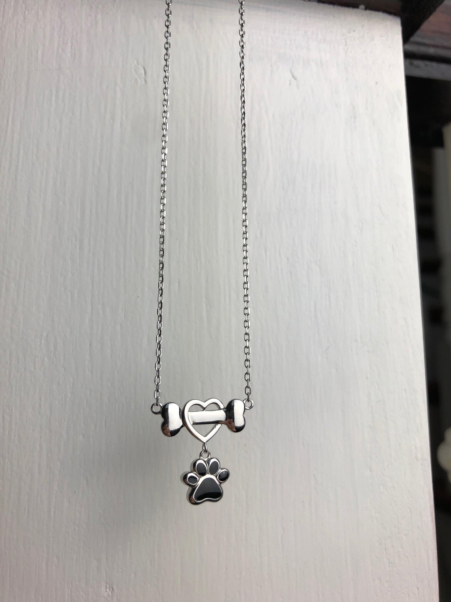 Delicate Dog Paw Necklace in Stainless Steel