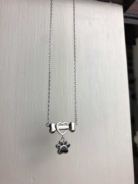 Delicate Dog Paw Necklace in Stainless Steel