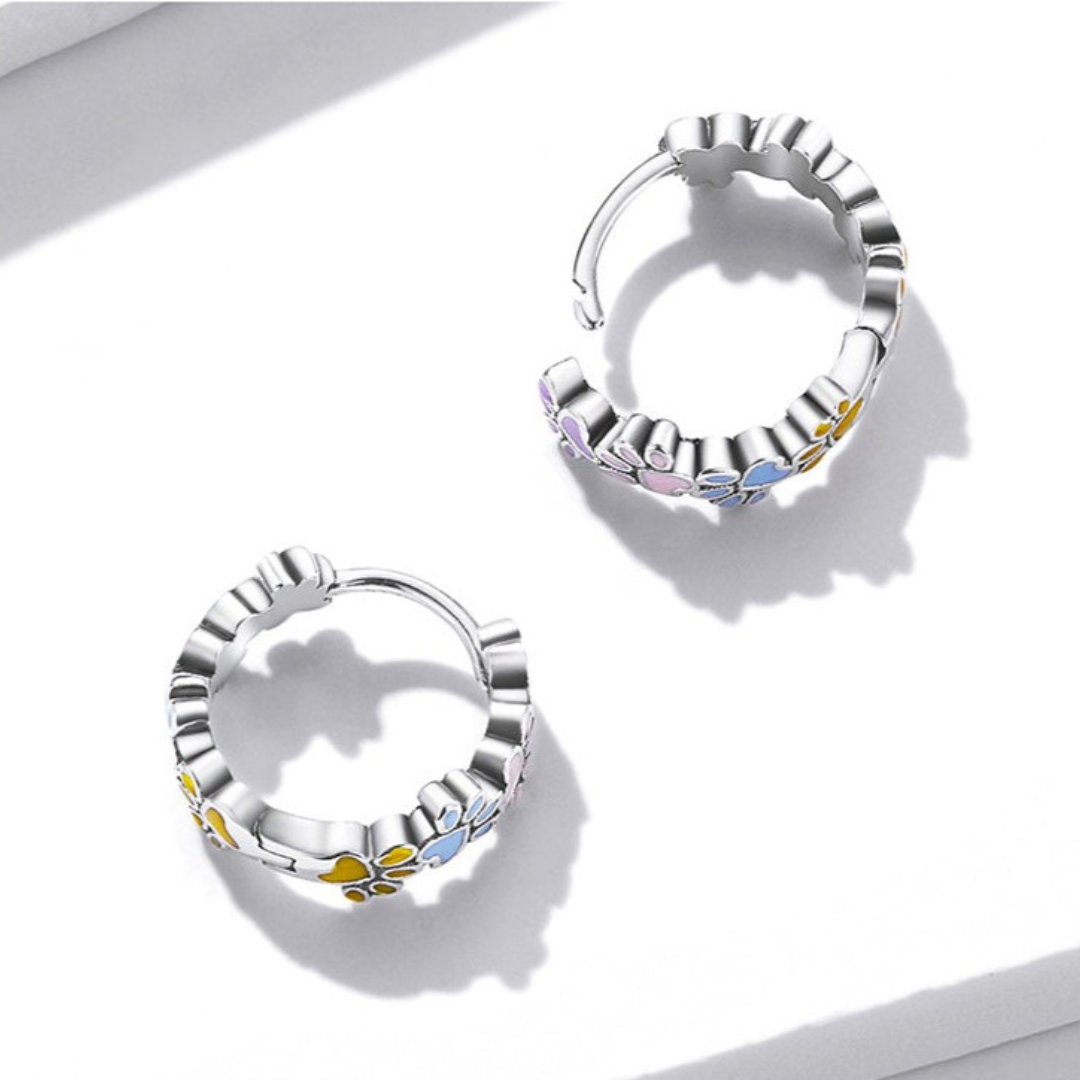 Colourful Paws Hoop Earrings made from sterling silver