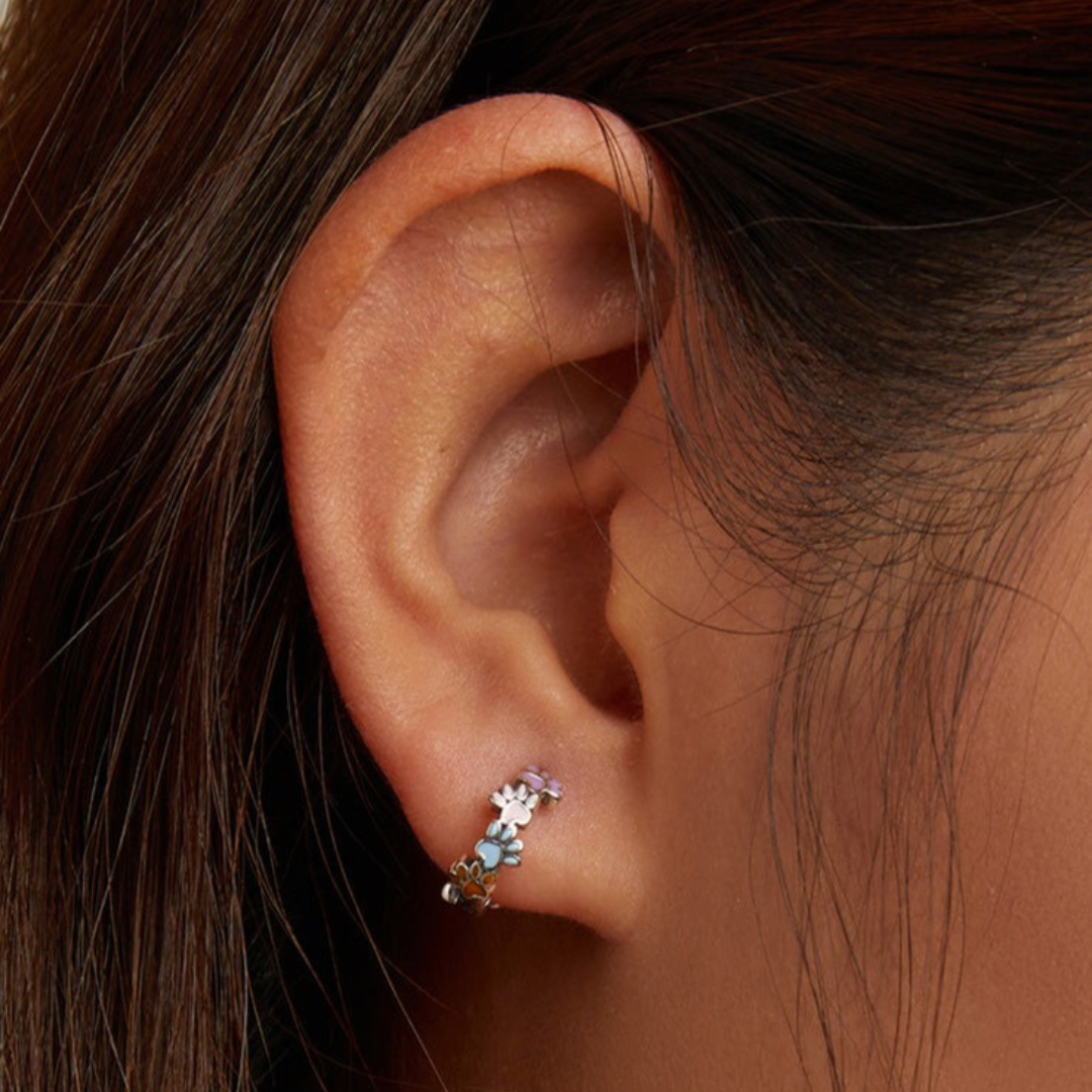 Colourful Paws Hoop Earrings made from sterling silver