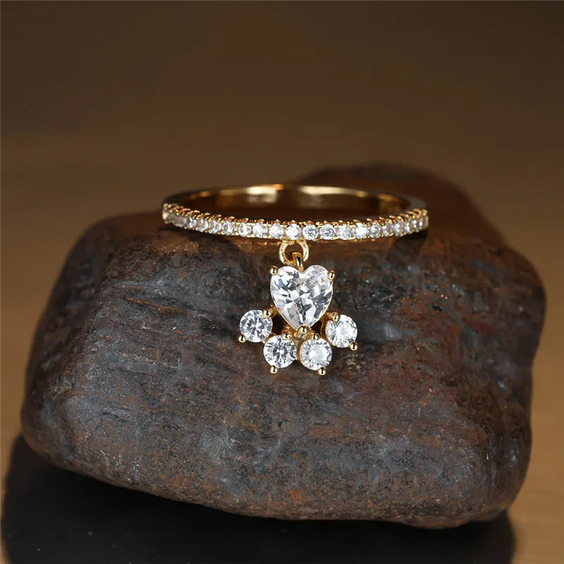 Paw & Heart Ring – Gold and Silver Colour