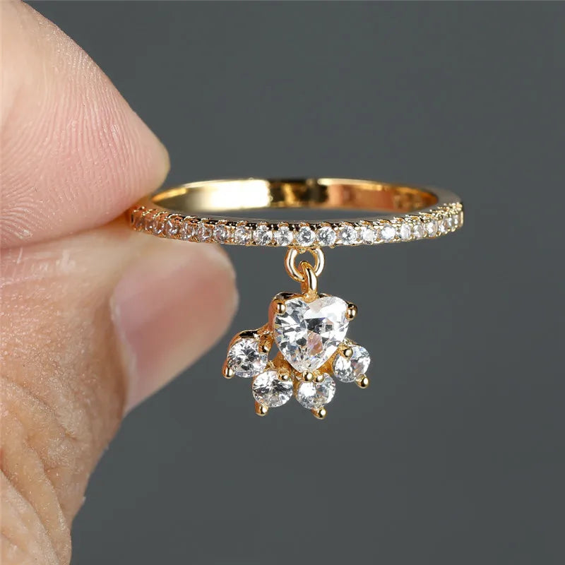 Paw & Heart Ring – Gold and Silver Colour