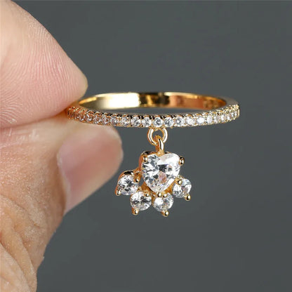 Paw & Heart Ring – Gold and Silver Colour