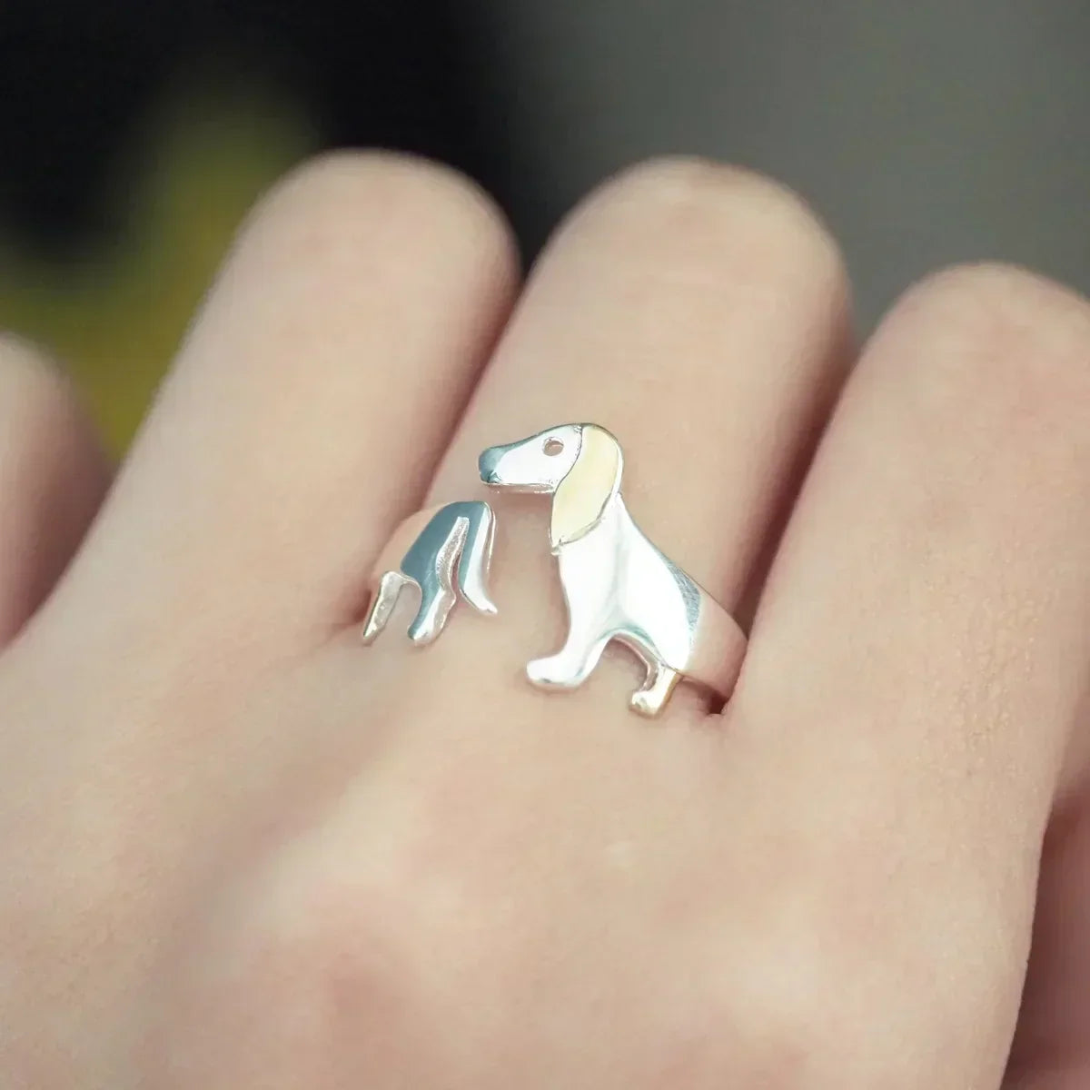 Adjustable Dachshund Ring – Handmade Animal Jewellery Ring for Women