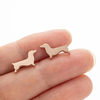 Dachshund Study Earrings – Minimalist Dog Earrings in Metal
