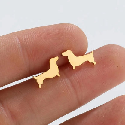 Dachshund Study Earrings – Minimalist Dog Earrings in Metal