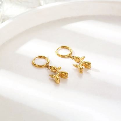 Mini Balloon Dog Earrings – Gold Hoops with Playful Dog Closure