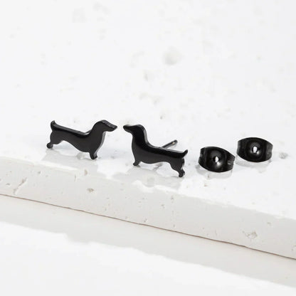 Dachshund Study Earrings – Minimalist Dog Earrings in Metal