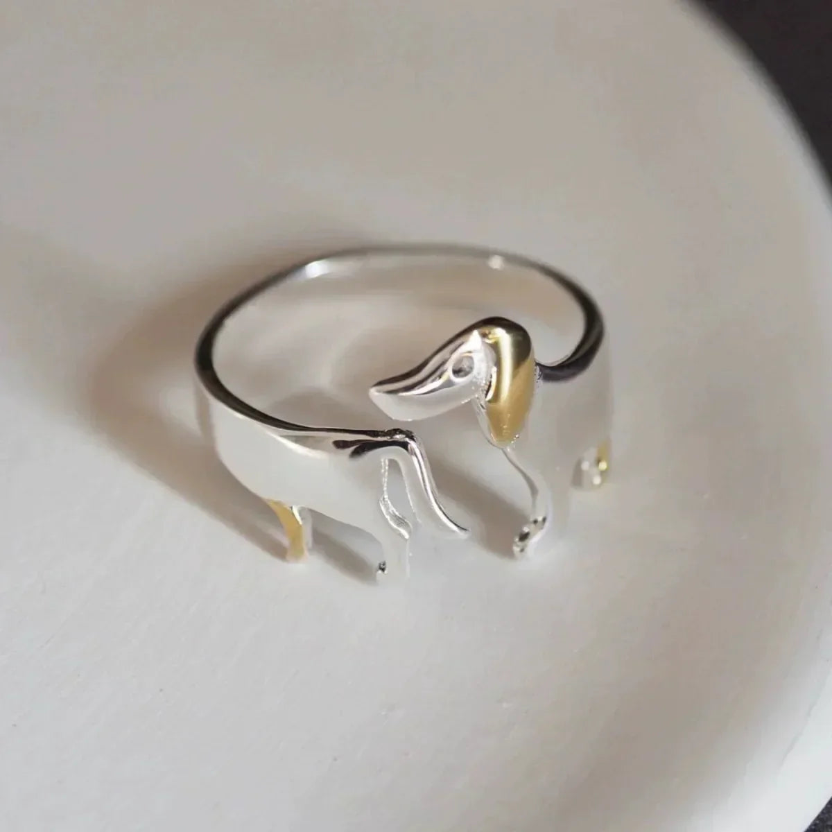 Adjustable Dachshund Ring – Handmade Animal Jewellery Ring for Women